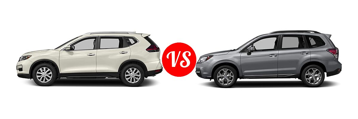 2017 Nissan Rogue SUV S / SV vs. 2017 Subaru Forester SUV Touring - Side Comparison