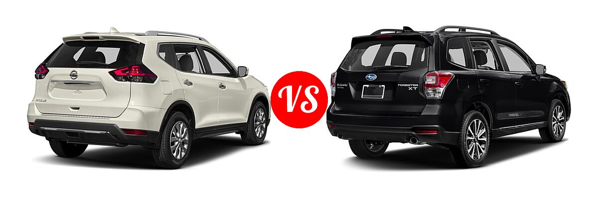 2017 Nissan Rogue SUV S / SV vs. 2017 Subaru Forester SUV Touring - Rear Right Comparison