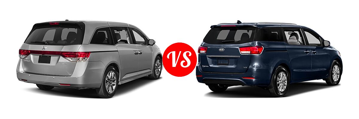 2017 Honda Odyssey Minivan Touring Elite vs. 2017 Kia Sedona Minivan L / LX - Rear Right Comparison
