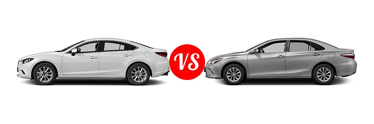 2017 Mazda 6 Sedan Sport vs. 2017 Toyota Camry Sedan LE / XLE - Side Comparison
