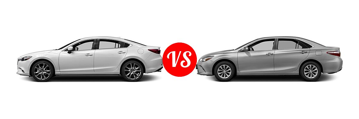 2017 Mazda 6 Sedan Grand Touring vs. 2017 Toyota Camry Sedan LE / XLE - Side Comparison