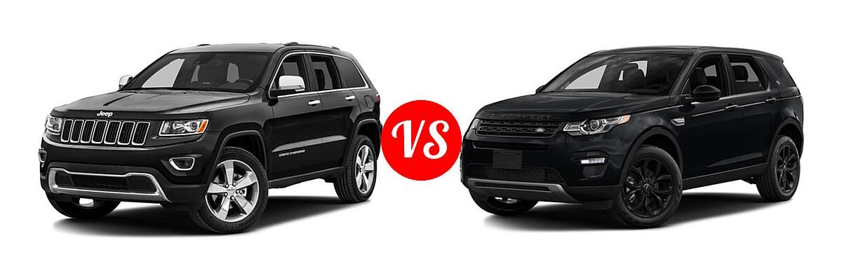 2016 Jeep Grand Cherokee SUV 75th Anniversary / Limited / Limited 75th Anniversary vs. 2016 Land Rover Discovery Sport SUV HSE / HSE LUX / SE - Front Left Comparison