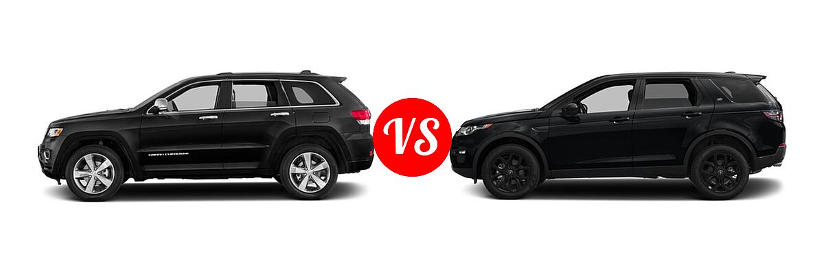 2016 Jeep Grand Cherokee SUV High Altitude / Overland vs. 2016 Land Rover Discovery Sport SUV HSE / HSE LUX / SE - Side Comparison
