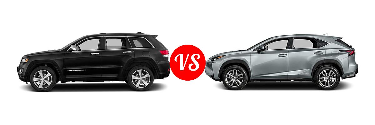 2016 Jeep Grand Cherokee SUV High Altitude / Overland vs. 2016 Lexus NX 300h SUV AWD 4dr / FWD 4dr - Side Comparison
