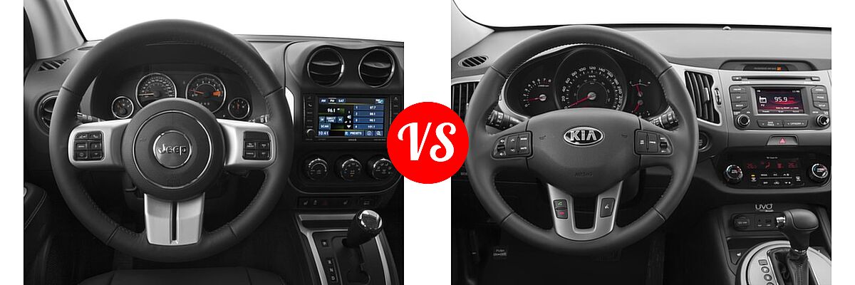 2016 Jeep Compass SUV 75th Anniversary / Latitude / Sport / Sport SE Pkg vs. 2016 Kia Sportage SUV EX / LX / SX - Dashboard Comparison