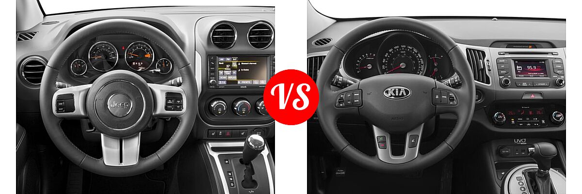 2016 Jeep Compass SUV High Altitude Edition vs. 2016 Kia Sportage SUV EX / LX / SX - Dashboard Comparison
