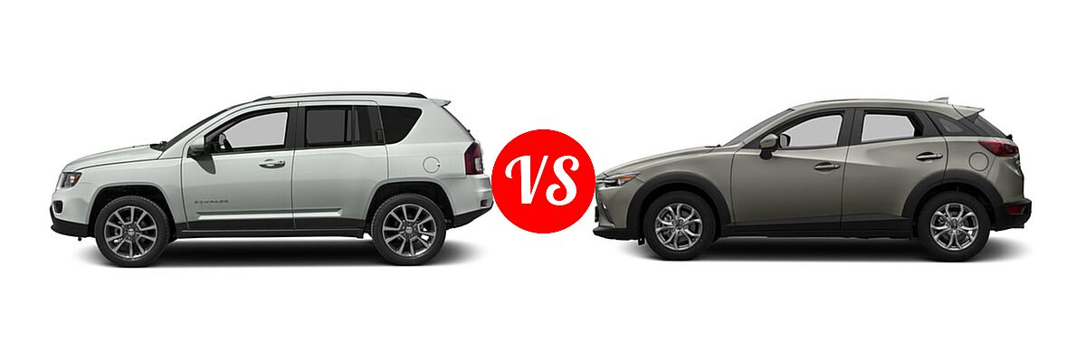 2016 Jeep Compass SUV 75th Anniversary / Latitude / Sport / Sport SE Pkg vs. 2016 Mazda CX-3 SUV Sport / Touring - Side Comparison