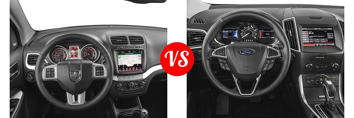 2017 Dodge Journey SUV GT vs. 2017 Ford Edge SUV SE / SEL / Titanium - Dashboard Comparison