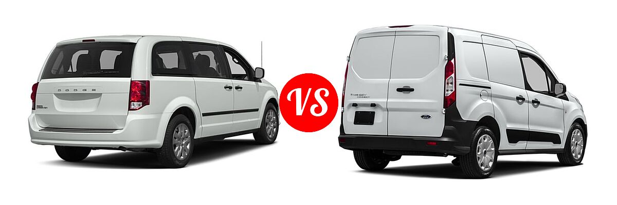 2016 Dodge Grand Caravan Minivan American Value Pkg / SE / SE Plus / SXT / SXT Plus vs. 2016 Ford Transit Connect Minivan XL / XLT - Rear Right Comparison