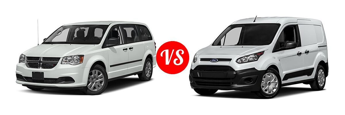 2016 Dodge Grand Caravan Minivan American Value Pkg / SE / SE Plus / SXT / SXT Plus vs. 2016 Ford Transit Connect Minivan XL / XLT - Front Left Comparison