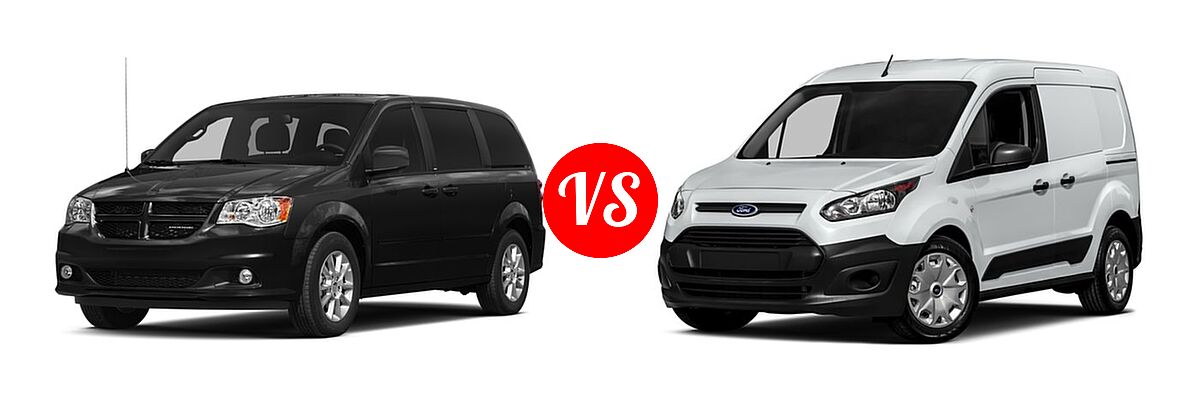 2016 Dodge Grand Caravan Minivan R/T vs. 2016 Ford Transit Connect Minivan XL / XLT - Front Left Comparison