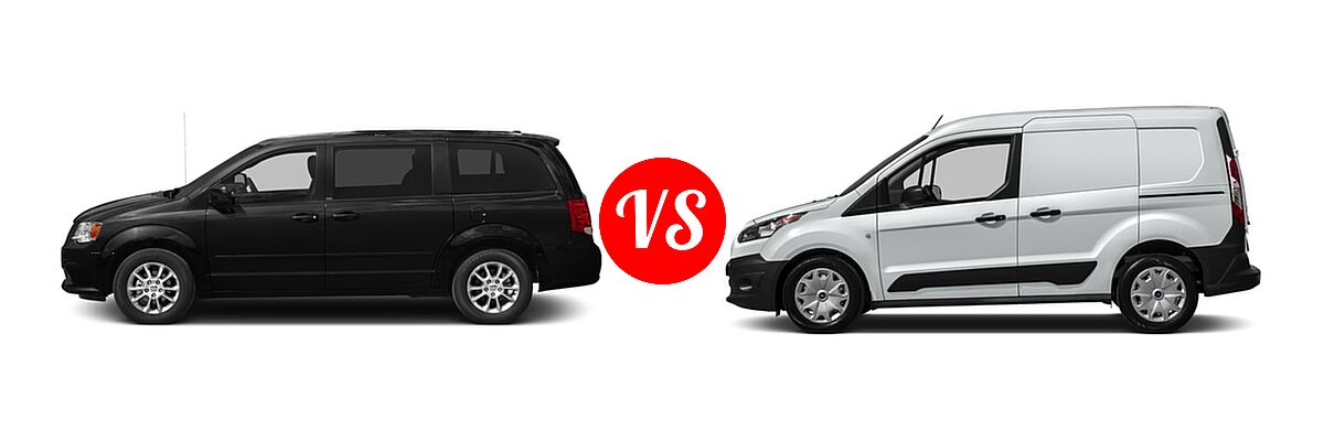 2016 Dodge Grand Caravan Minivan R/T vs. 2016 Ford Transit Connect Minivan XL / XLT - Side Comparison