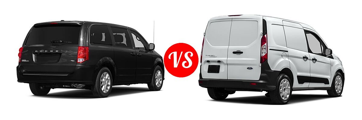 2016 Dodge Grand Caravan Minivan R/T vs. 2016 Ford Transit Connect Minivan XL / XLT - Rear Right Comparison