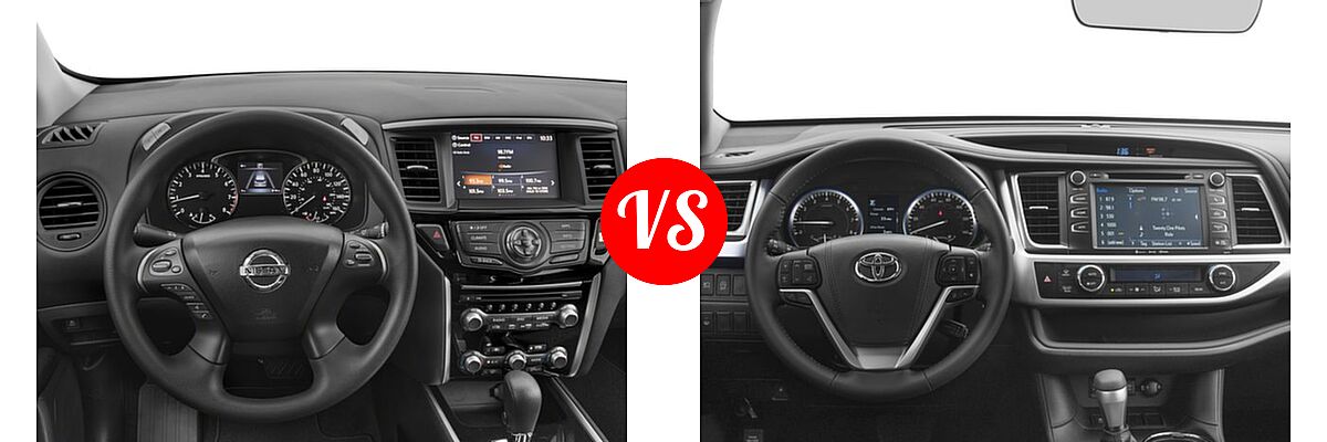 2018 Nissan Pathfinder SUV S vs. 2018 Toyota Highlander SUV XLE - Dashboard Comparison