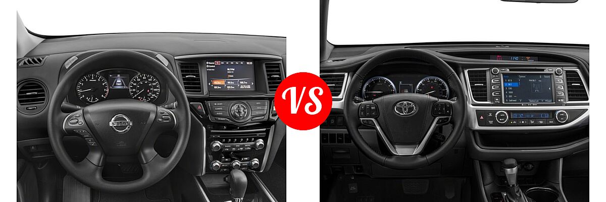2018 Nissan Pathfinder SUV S vs. 2018 Toyota Highlander SUV Limited / Limited Platinum - Dashboard Comparison
