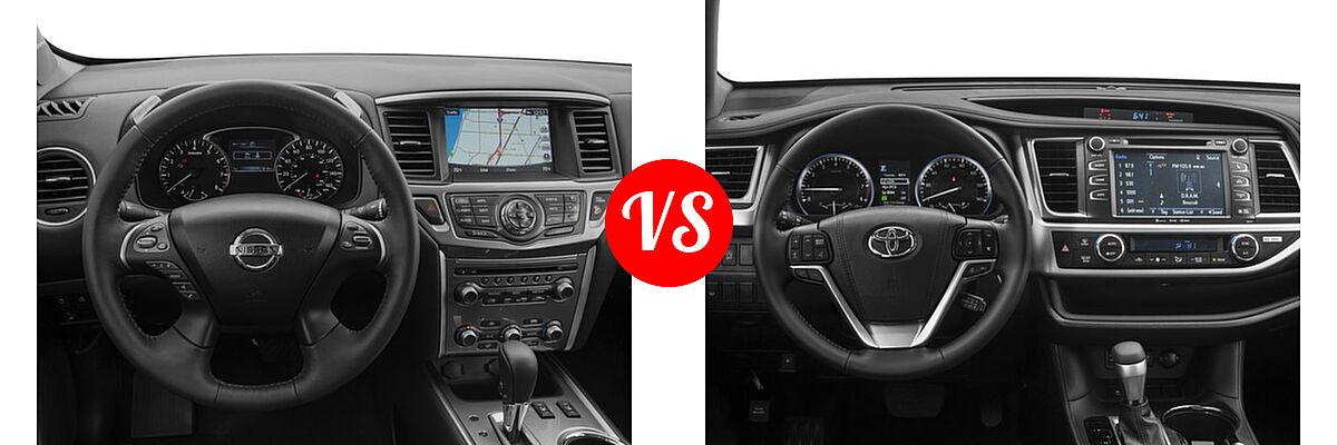2018 Nissan Pathfinder SUV SL / SV vs. 2018 Toyota Highlander SUV SE - Dashboard Comparison