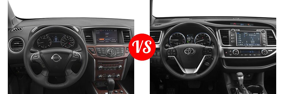 2018 Nissan Pathfinder SUV Platinum vs. 2018 Toyota Highlander SUV SE - Dashboard Comparison