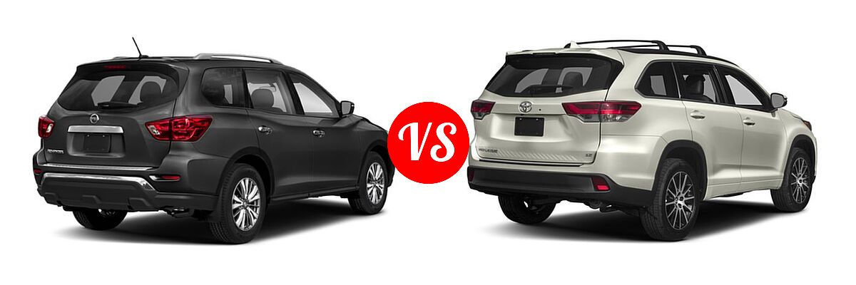 2018 Nissan Pathfinder SUV S vs. 2018 Toyota Highlander SUV SE - Rear Right Comparison