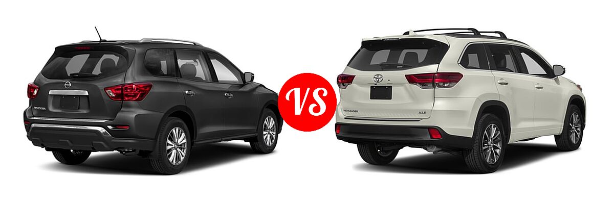 2018 Nissan Pathfinder SUV S vs. 2018 Toyota Highlander SUV XLE - Rear Right Comparison