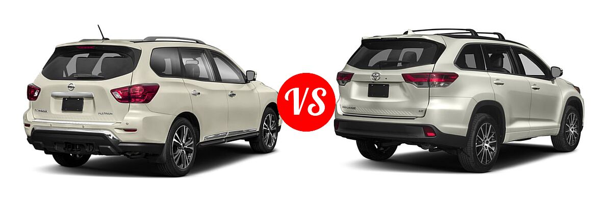 2018 Nissan Pathfinder SUV Platinum vs. 2018 Toyota Highlander SUV SE - Rear Right Comparison