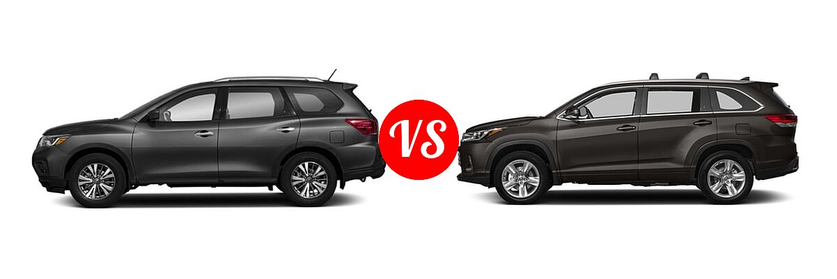 2018 Nissan Pathfinder SUV S vs. 2018 Toyota Highlander SUV Limited / Limited Platinum - Side Comparison