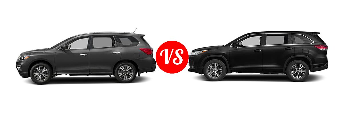 2018 Nissan Pathfinder SUV SL / SV vs. 2018 Toyota Highlander SUV LE / LE Plus - Side Comparison