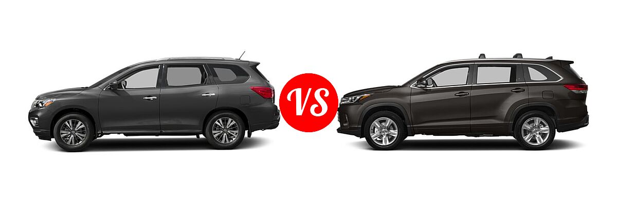 2018 Nissan Pathfinder SUV SL / SV vs. 2018 Toyota Highlander SUV Limited / Limited Platinum - Side Comparison