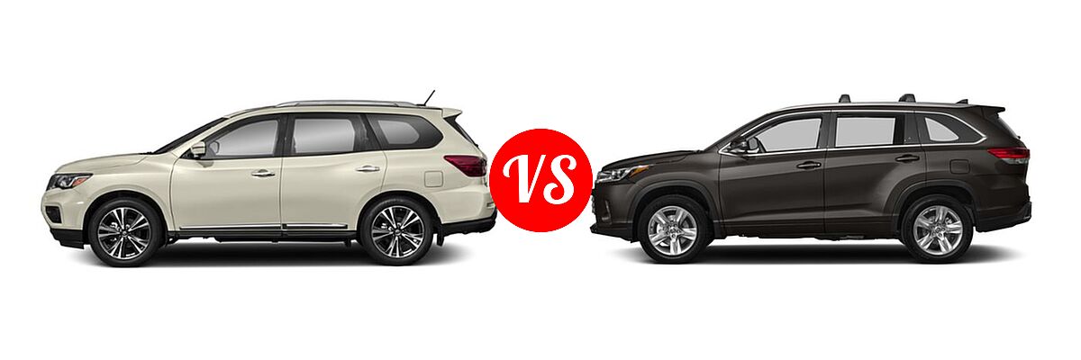 2018 Nissan Pathfinder SUV Platinum vs. 2018 Toyota Highlander SUV Limited / Limited Platinum - Side Comparison