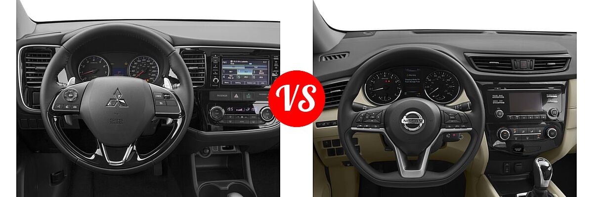 2017 Mitsubishi Outlander SUV ES / SE vs. 2017 Nissan Rogue SUV S / SV - Dashboard Comparison