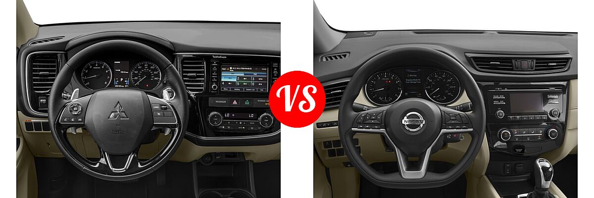 2017 Mitsubishi Outlander SUV GT vs. 2017 Nissan Rogue SUV S / SV - Dashboard Comparison
