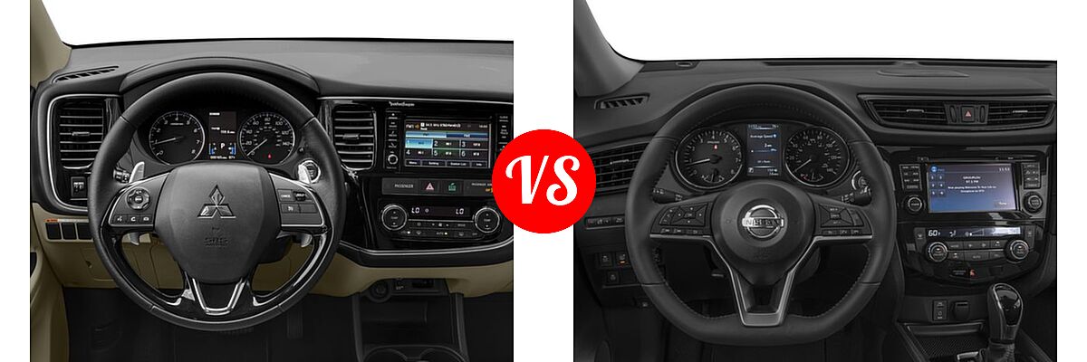 2017 Mitsubishi Outlander SUV GT vs. 2017 Nissan Rogue SUV SL - Dashboard Comparison