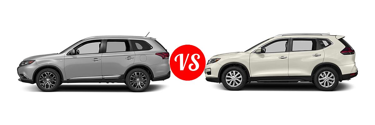 2017 Mitsubishi Outlander SUV ES / SE vs. 2017 Nissan Rogue SUV S / SV - Side Comparison