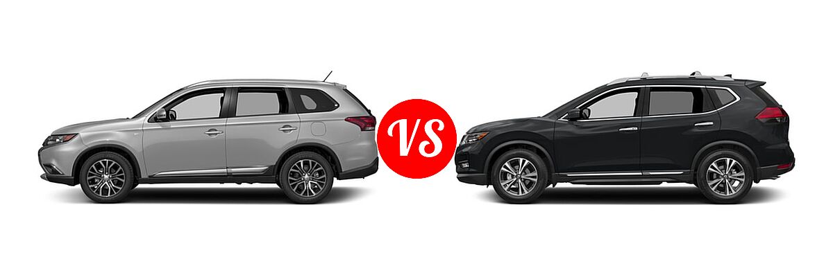 2017 Mitsubishi Outlander SUV ES / SE vs. 2017 Nissan Rogue SUV SL - Side Comparison