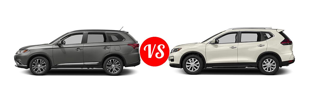 2017 Mitsubishi Outlander SUV SEL vs. 2017 Nissan Rogue SUV S / SV - Side Comparison