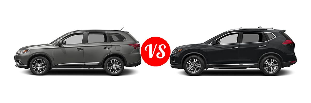 2017 Mitsubishi Outlander SUV SEL vs. 2017 Nissan Rogue SUV SL - Side Comparison