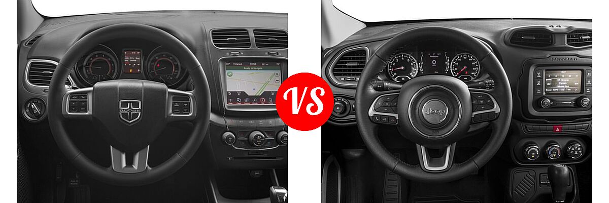 2016 Dodge Journey SUV Crossroad / Crossroad Plus vs. 2016 Jeep Renegade SUV 75th Anniversary / Justice / Latitude - Dashboard Comparison