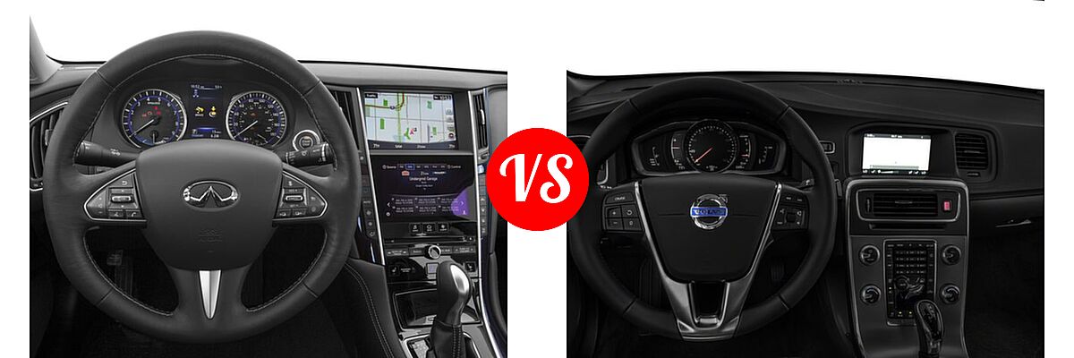 2017 Infiniti Q50 Sedan Hybrid AWD / RWD vs. 2017 Volvo S60 Sedan Dynamic - Dashboard Comparison