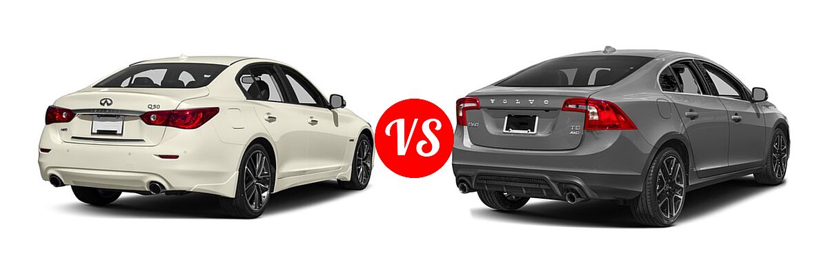 2017 Infiniti Q50 Sedan Hybrid AWD / RWD vs. 2017 Volvo S60 Sedan Dynamic - Rear Right Comparison