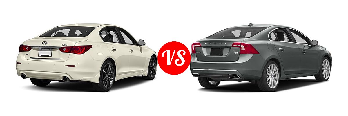 2017 Infiniti Q50 Sedan Hybrid AWD / RWD vs. 2017 Volvo S60 Sedan Inscription / Inscription Platinum - Rear Right Comparison