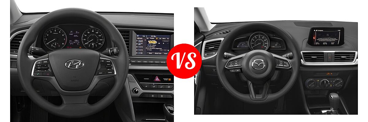 2018 Hyundai Elantra Sedan SE / SEL / Value Edition vs. 2018 Mazda 3 Sedan Sport - Dashboard Comparison