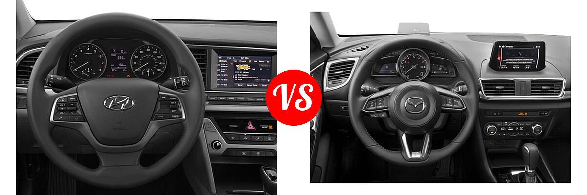 2018 Hyundai Elantra Sedan SE / SEL / Value Edition vs. 2018 Mazda 3 Sedan Grand Touring - Dashboard Comparison