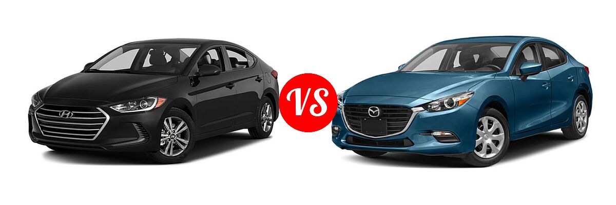 2018 Hyundai Elantra Sedan SE / SEL / Value Edition vs. 2018 Mazda 3 Sedan Sport - Front Left Comparison