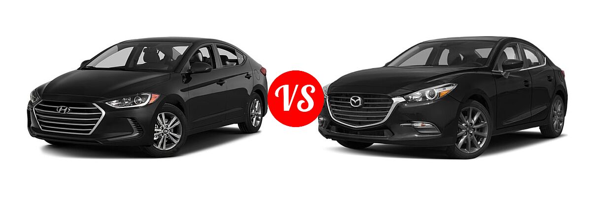 2018 Hyundai Elantra Sedan SE / SEL / Value Edition vs. 2018 Mazda 3 Sedan Touring - Front Left Comparison