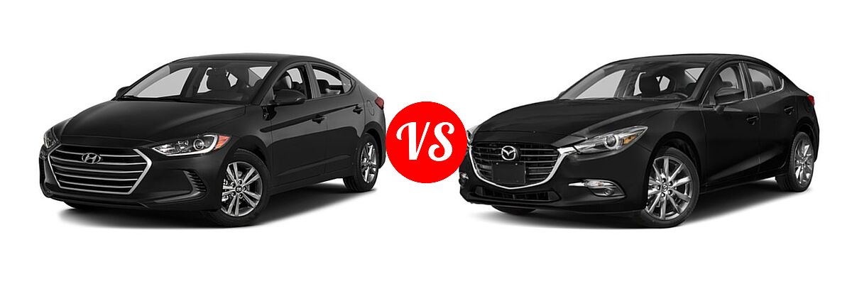 2018 Hyundai Elantra Sedan SE / SEL / Value Edition vs. 2018 Mazda 3 Sedan Grand Touring - Front Left Comparison