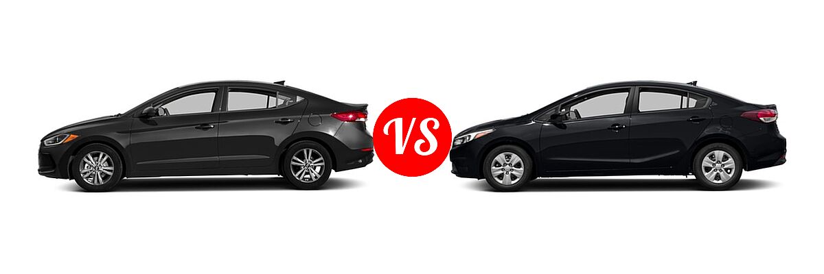 2018 Hyundai Elantra Sedan SE / SEL / Value Edition vs. 2018 Kia Forte Sedan EX / LX - Side Comparison