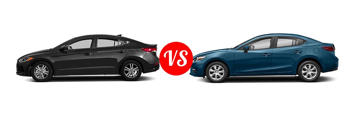 2018 Hyundai Elantra Sedan SE / SEL / Value Edition vs. 2018 Mazda 3 Sedan Sport - Side Comparison