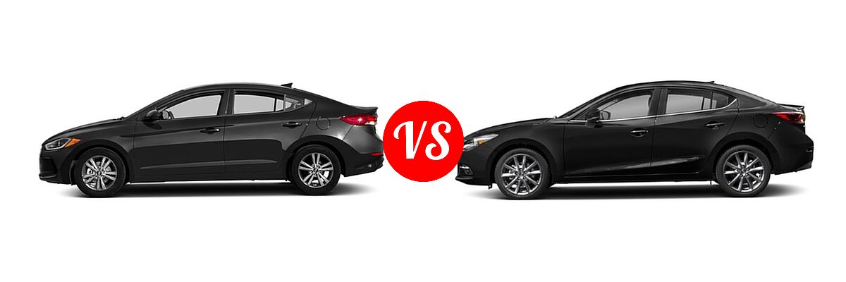 2018 Hyundai Elantra Sedan SE / SEL / Value Edition vs. 2018 Mazda 3 Sedan Grand Touring - Side Comparison