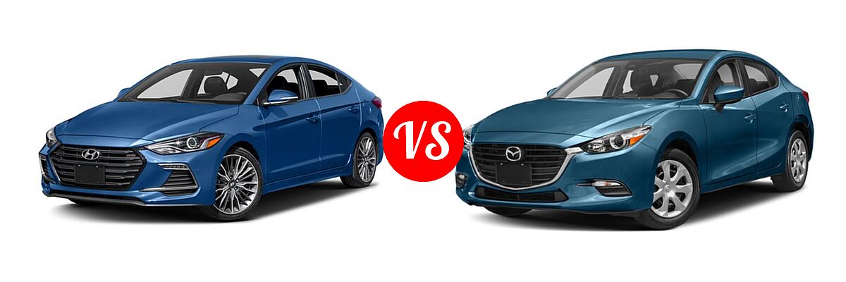 2018 Hyundai Elantra Sedan Sport vs. 2018 Mazda 3 Sedan Sport - Front Left Comparison