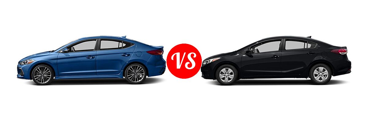 2018 Hyundai Elantra Sedan Sport vs. 2018 Kia Forte Sedan EX / LX - Side Comparison