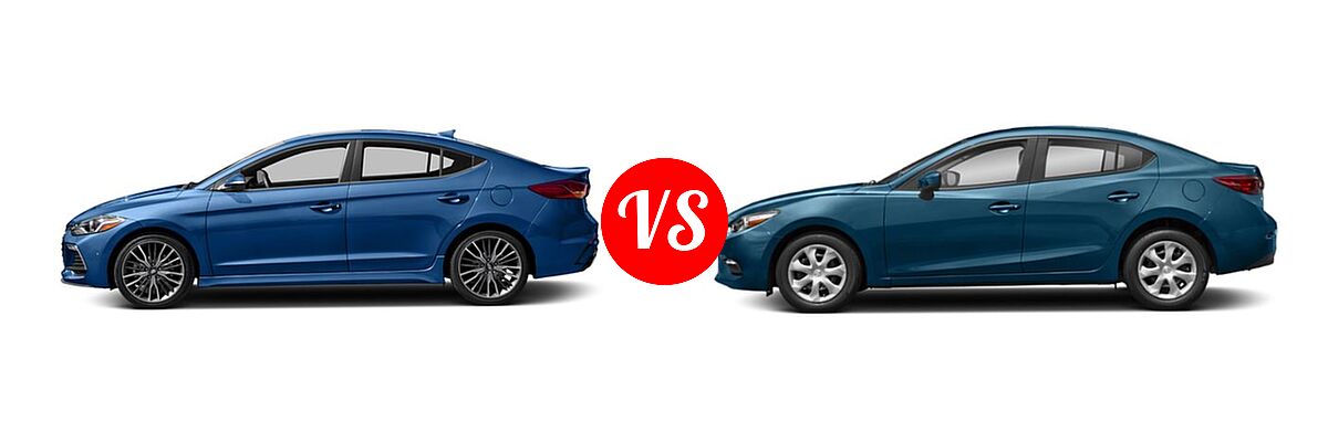 2018 Hyundai Elantra Sedan Sport vs. 2018 Mazda 3 Sedan Sport - Side Comparison